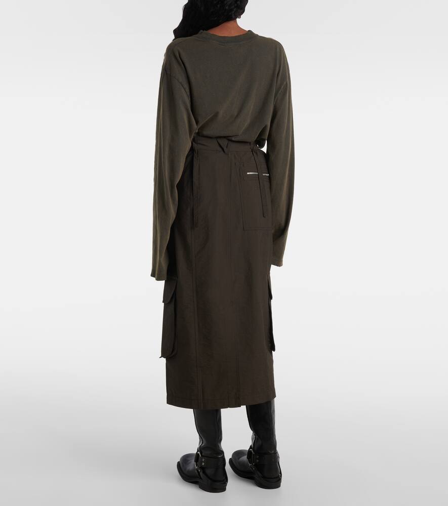 Юбка миди из хлопковой смеси с логотипом Acne Studios, Brown — фото 3