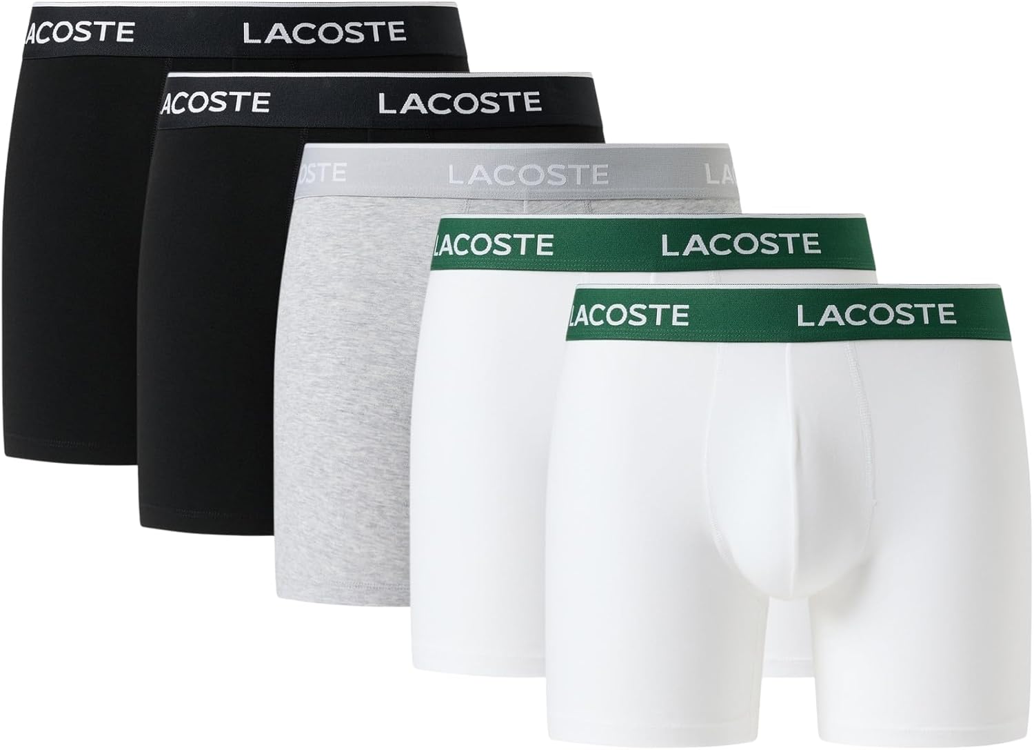 

Lacoste мужские хлопковые эластичные боксеры Essentials, 5 шт (Amazon Exclusives), Black/White/Silver Chine