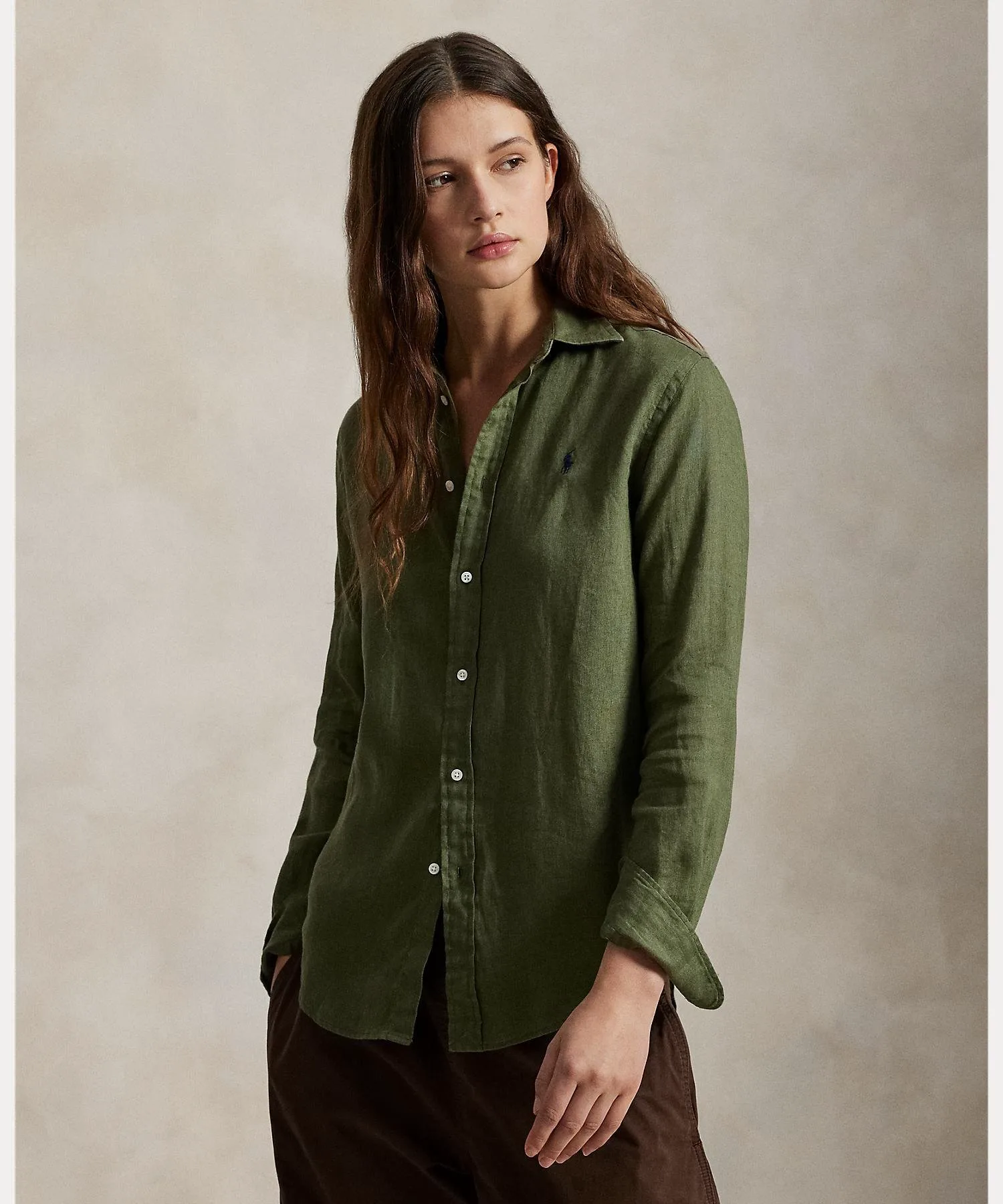 Классическая льняная рубашка Polo Ralph Lauren, 300 Green