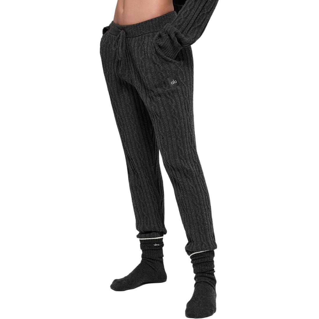 

Повседневные брюки женские умеренные с манжетами Alo Yoga, темно heather grey