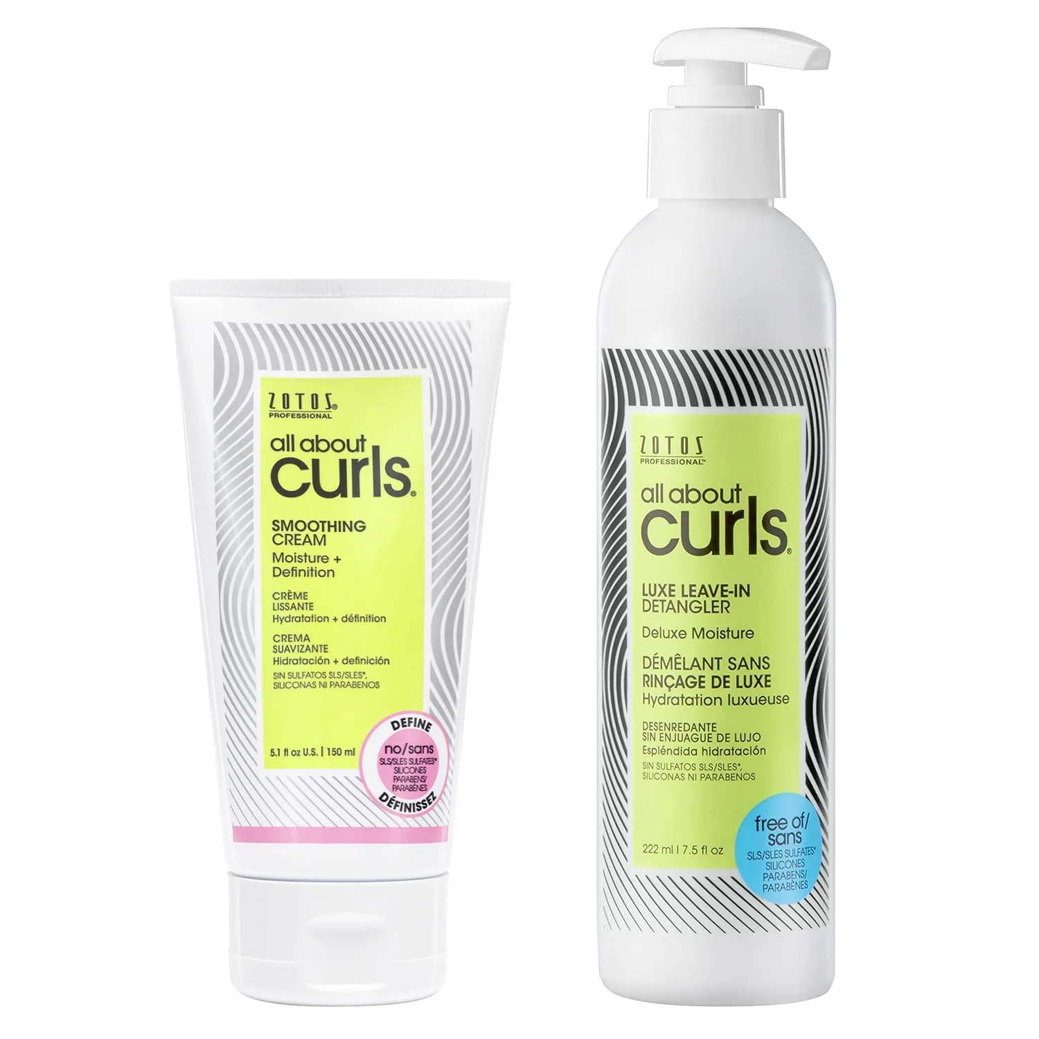 ALL ABOUT CURLS Крем для выпрямления и укладки кудрявых волос, увлажняет, определяет и улучшает текстуру, уменьшает пушистость и усиливает блеск, Vegan & Cruelty Free, без сульфатов и парабенов 151/222 мл (2 шт.)