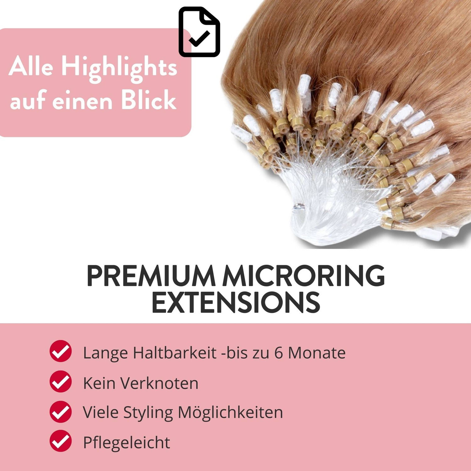Накладные волосы microring extensions premium echthaar #8/01 hellblond natur-asch 0,8g Hair2Heart, 60cm, количество 25 шт. — фото 3