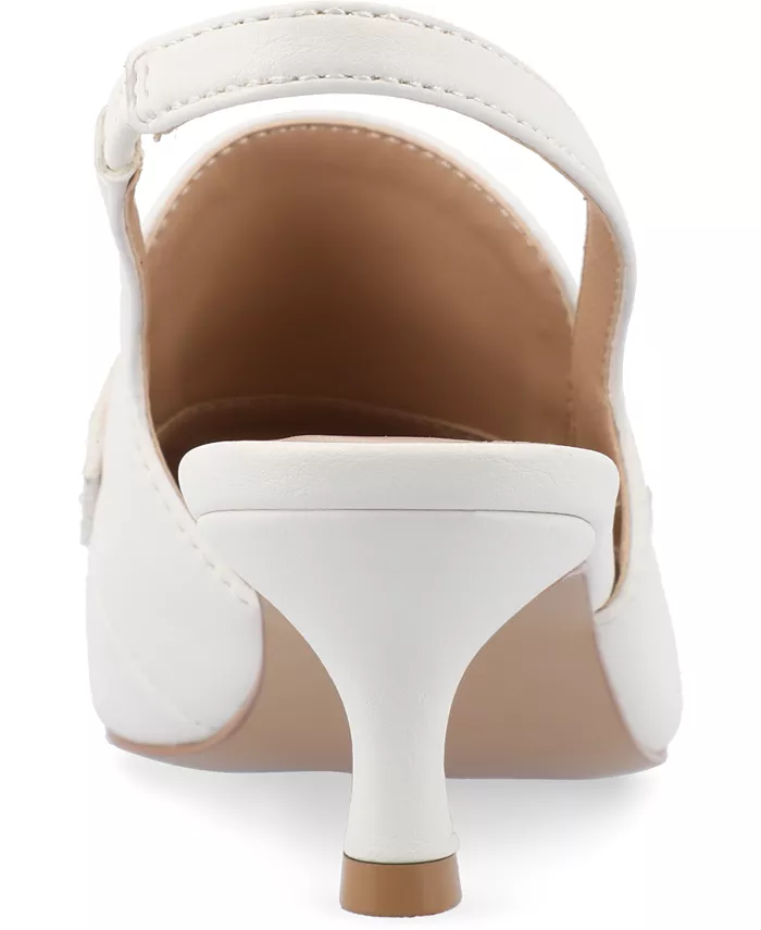 Женские туфли-лодочки Amory Tailored Kitten Heel Slingback Journee Collection, белый — фото 3