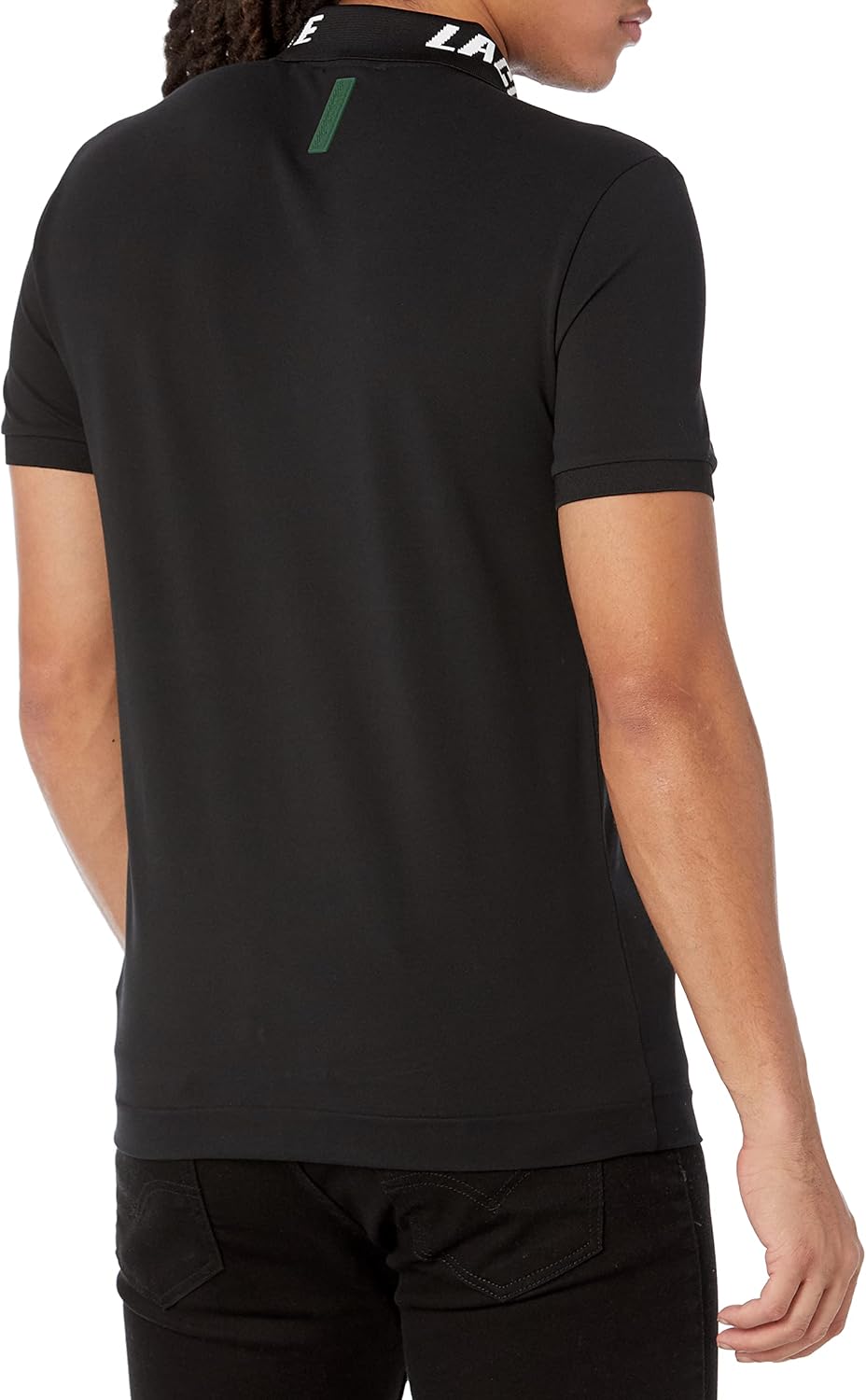 Lacoste мужская короткая рубашка с коротким рукавом и жаккардовым воротником, Black — фото 2