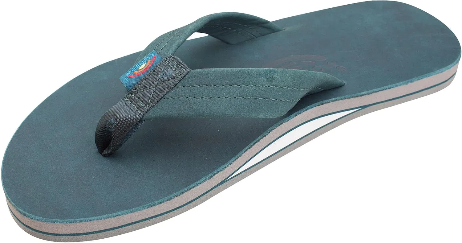 Мужские сандалии Rainbow из двухслойной кожи с поддержкой свода стопы Rainbow Sandals, Turquoise Grey