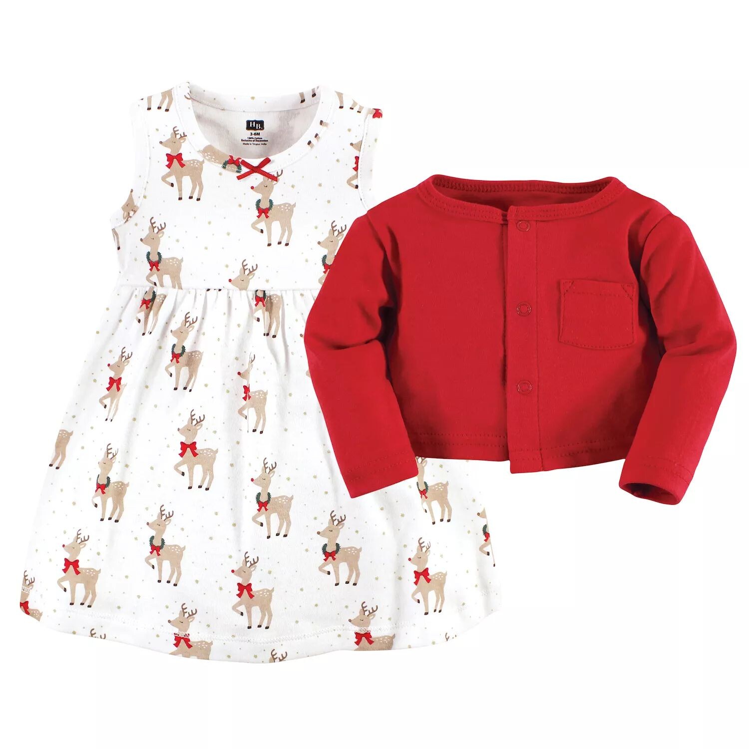 Комплект из хлопкового платья и кардигана для младенцев и малышей Hudson, Fancy Rudolph Hudson Baby — фото 2