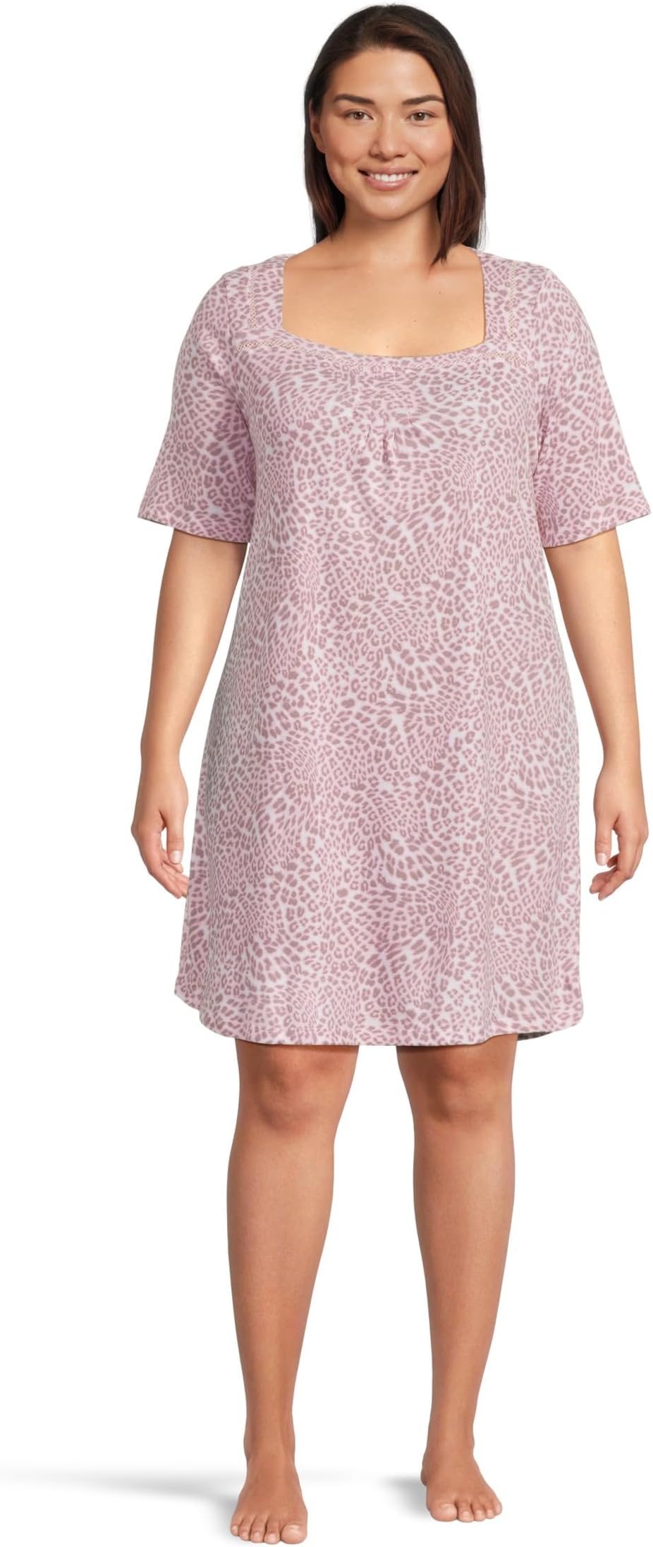 

Ночная рубашка Karen Neuburger Plus Size Romantic Fields Elbow Sleeve Nightgown with Lace, цвет Soft Animal