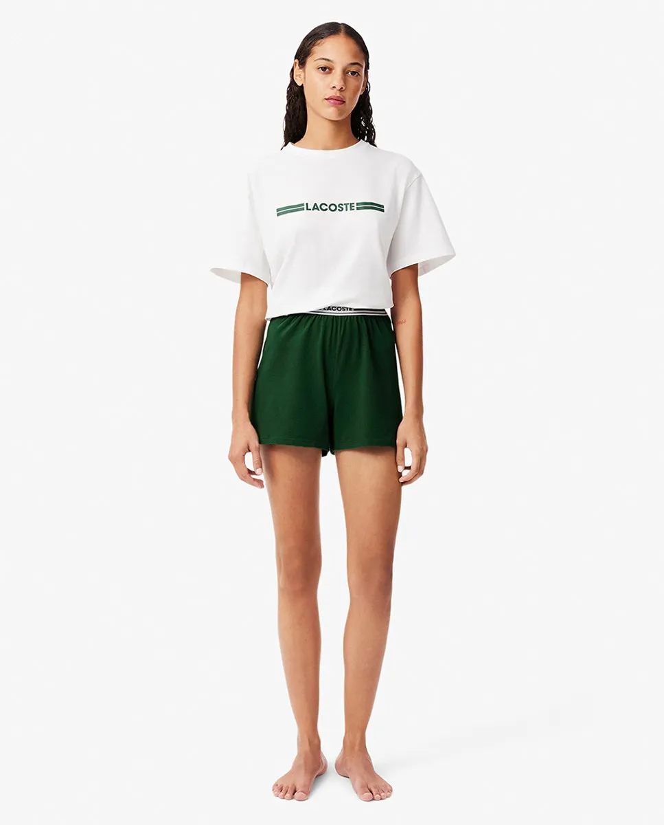 

Пижамный комплект из хлопкового трикотажа Lacoste, белый