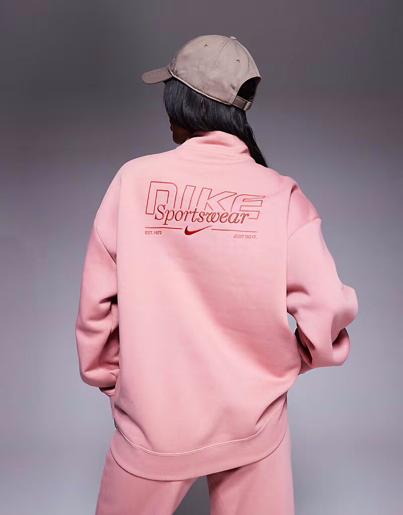 

Толстовка Nike Phoenix Fleece Gym Life Swoosh с полумолнией розового цвета