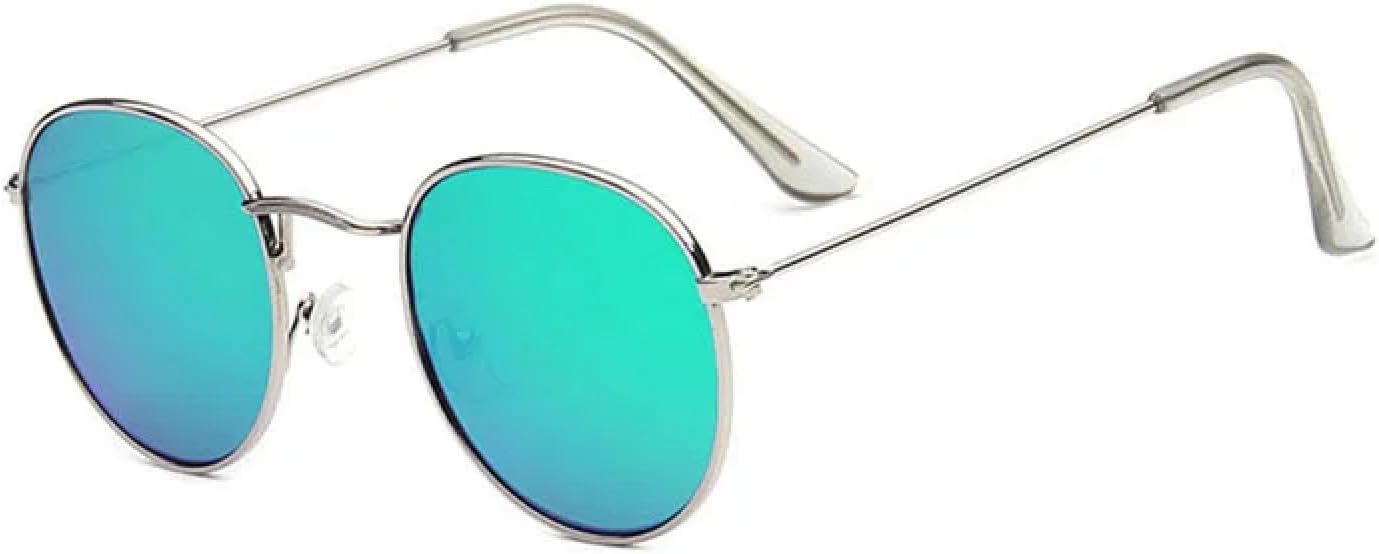 

Солнцезащитные очки с защитой UV400 | Круглая оправа, линзы конфетного цвета | Для женщин и мужчин, для занятий спортом на открытом воздухе и вождения DSVIGF, Silver Green