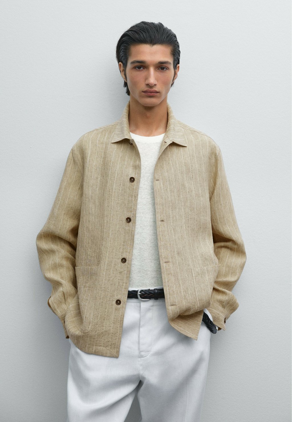 

Рубашка STRIPED OVER 00125410 Massimo Dutti, Beige