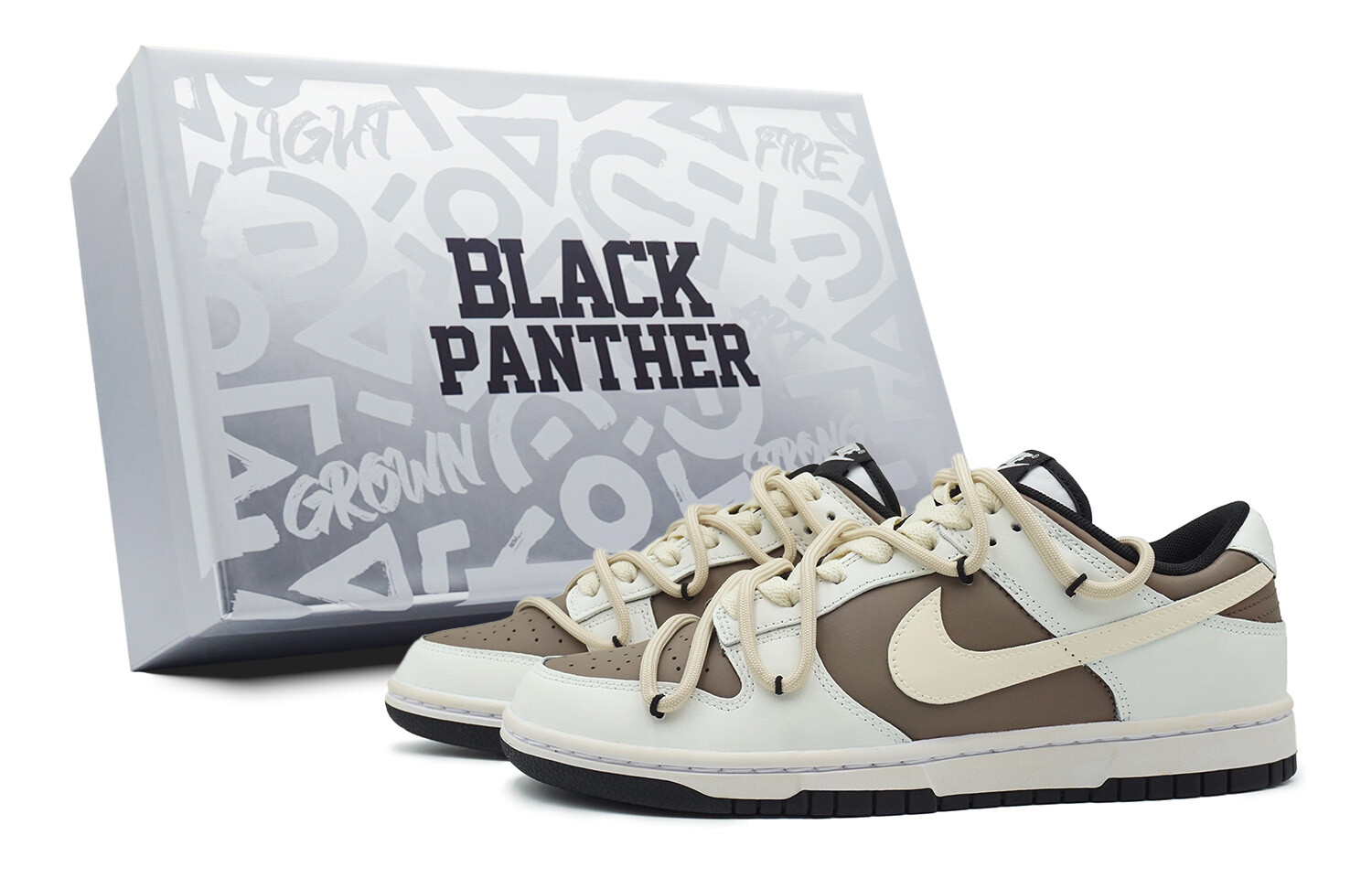 

Кроссовки Nike Dunk Skateboarding Shoes Women's Low-top White/Brown, белый