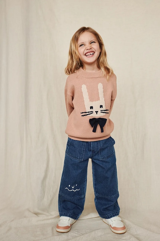 

Детский вязаный джемпер с вышивкой Orlane Liewood, розовый