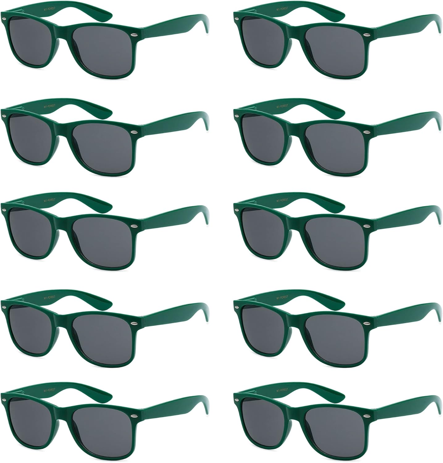 

Солнцезащитные очки с защитой от УФ-излучения для мужчин и женщин – легкие и прочные, унисекс, в стиле ретро 80-х, с гибкими шарнирами, упаковка из 10 штук Got Shades, Forest Green | Smoke