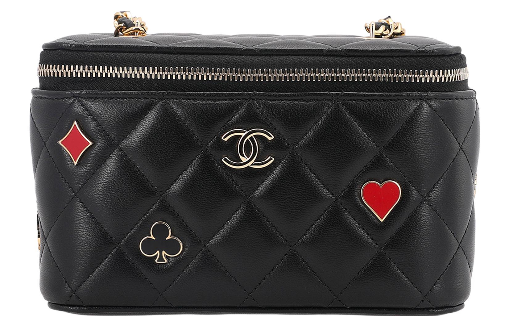 

CHANEL Бархатная сумочка-коробка Сумка через плечо Кроссбоди Женская косметичка черная