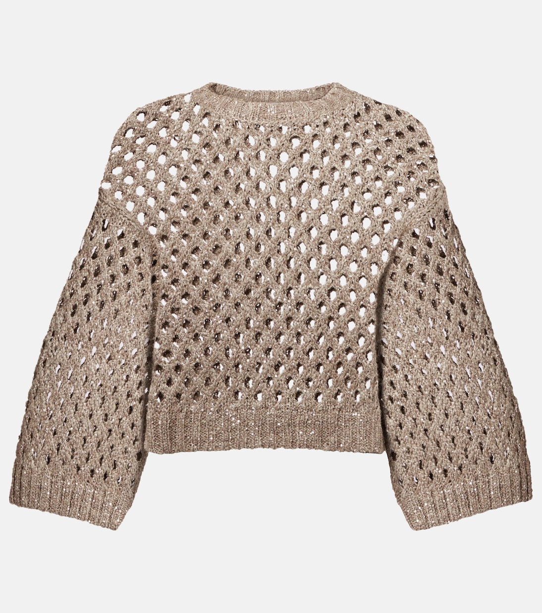 Свитер ажурной вязки Brunello Cucinelli, Brown Scuro