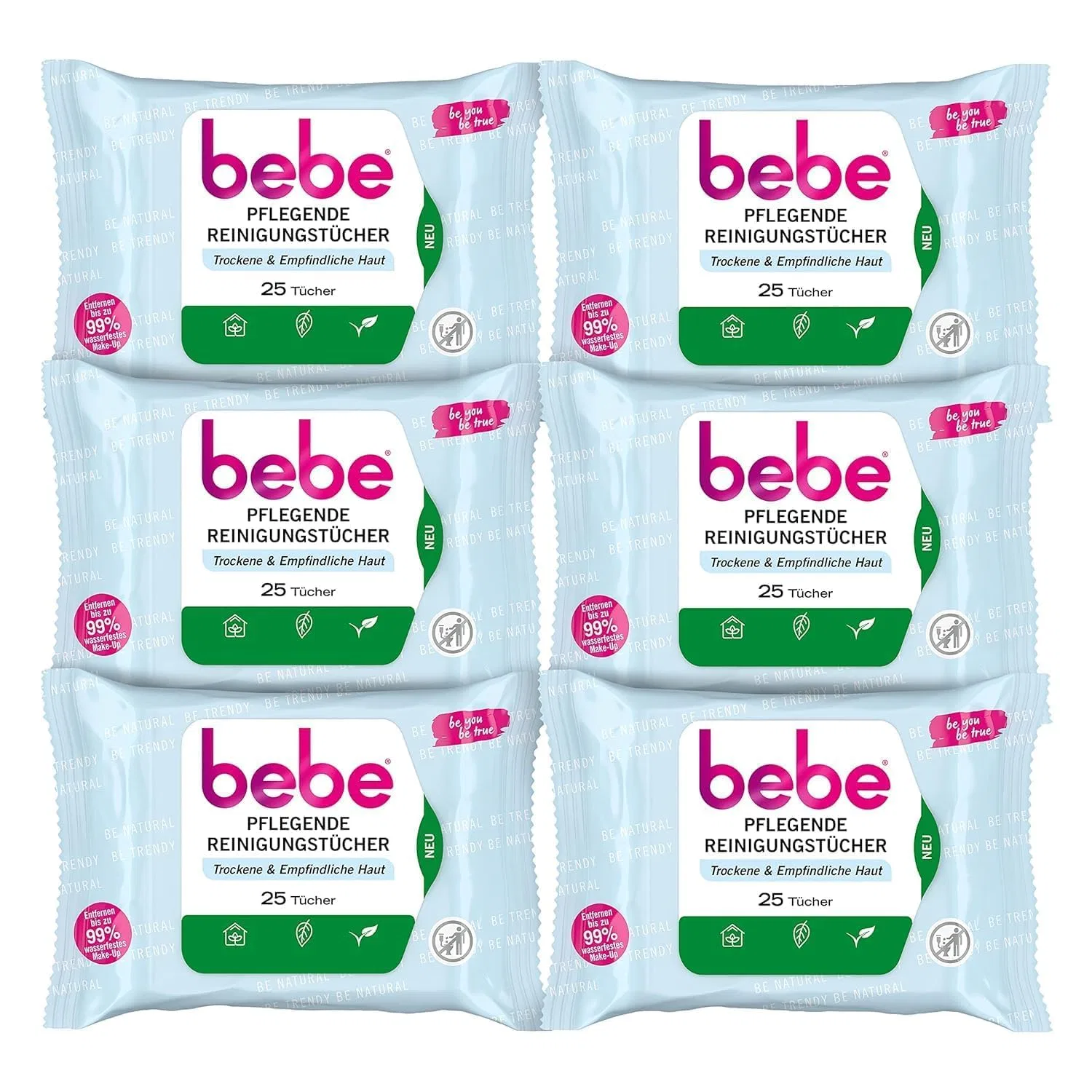 Мицеллярная вода Bebe — Питательные очищающие салфетки с кокосовой водой, 6 упаковок по