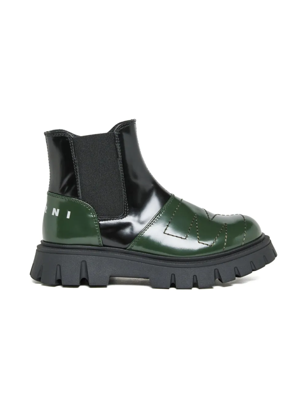 Ботинки из кожи с панелями Marni Kids, зеленый