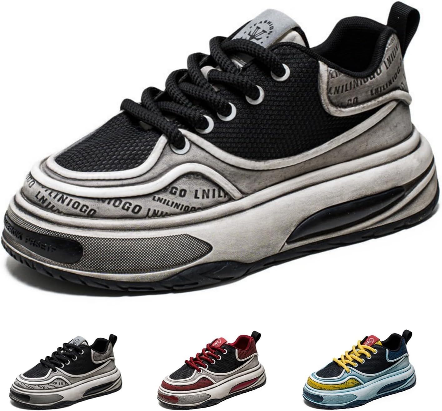 

Мужские ретро-кроссовки MACEFIL в стиле Y2K с массивной подошвой, модная обувь с контрастными цветами, дышащие и удобные, для прогулок и уличного стиля, белый