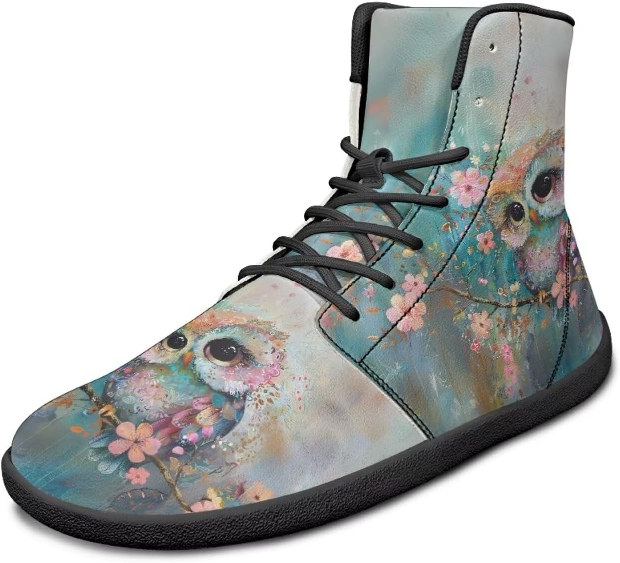 

Высокие кроссовки с рисунком птицы, ультралегкие, мужские, с широкой колодкой, ботинки, кроссовки для бега с нулевым перепадом Watdotory, Owl Cherry Blossom Print