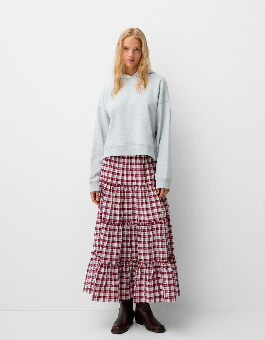

Юбка миди в клетку Bershka, красный