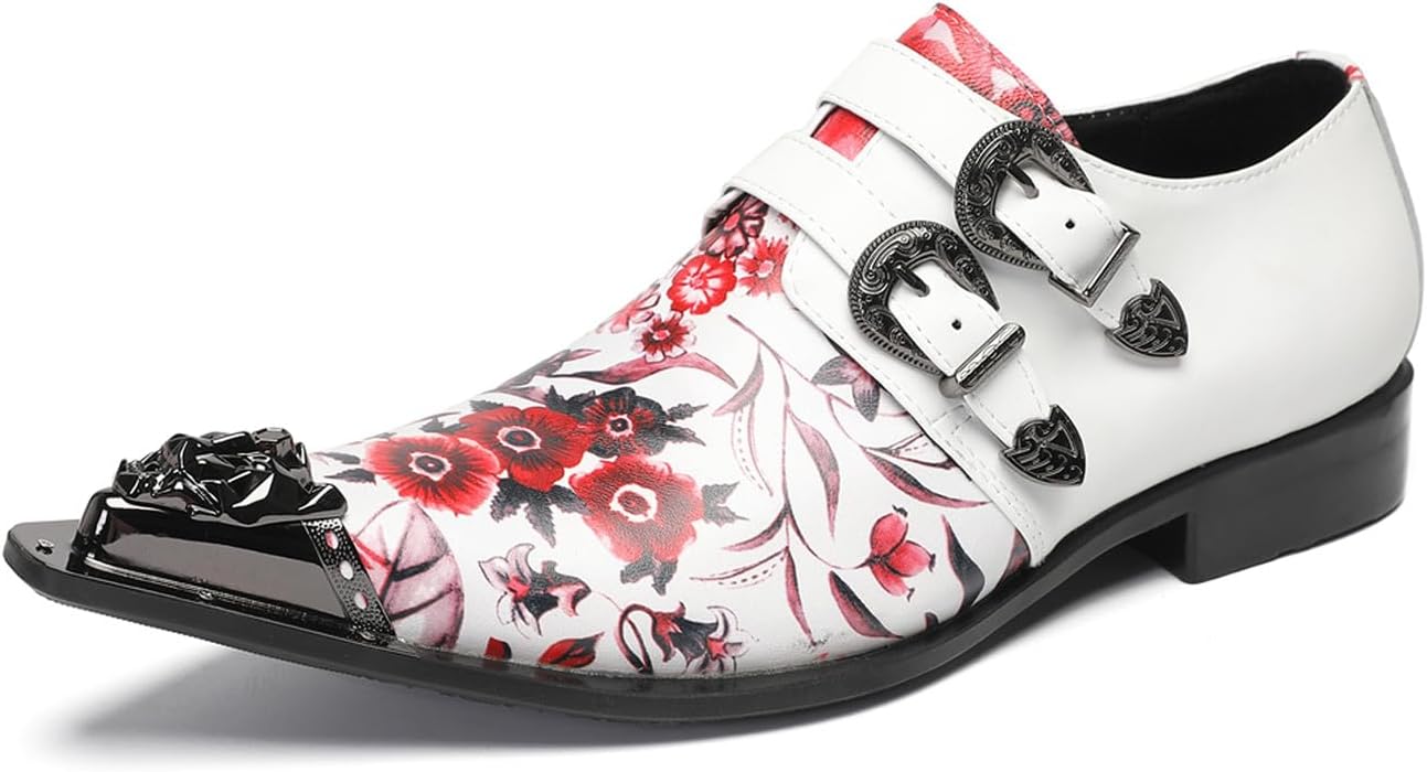 

Мужские лоферы Santimon из натуральной кожи, повседневные туфли-слипоны - модные лоферы с металлическим заостренным носком, западные мокасины для вечеринок, диско, бальных танцев, выпускного и свадьбы, белый