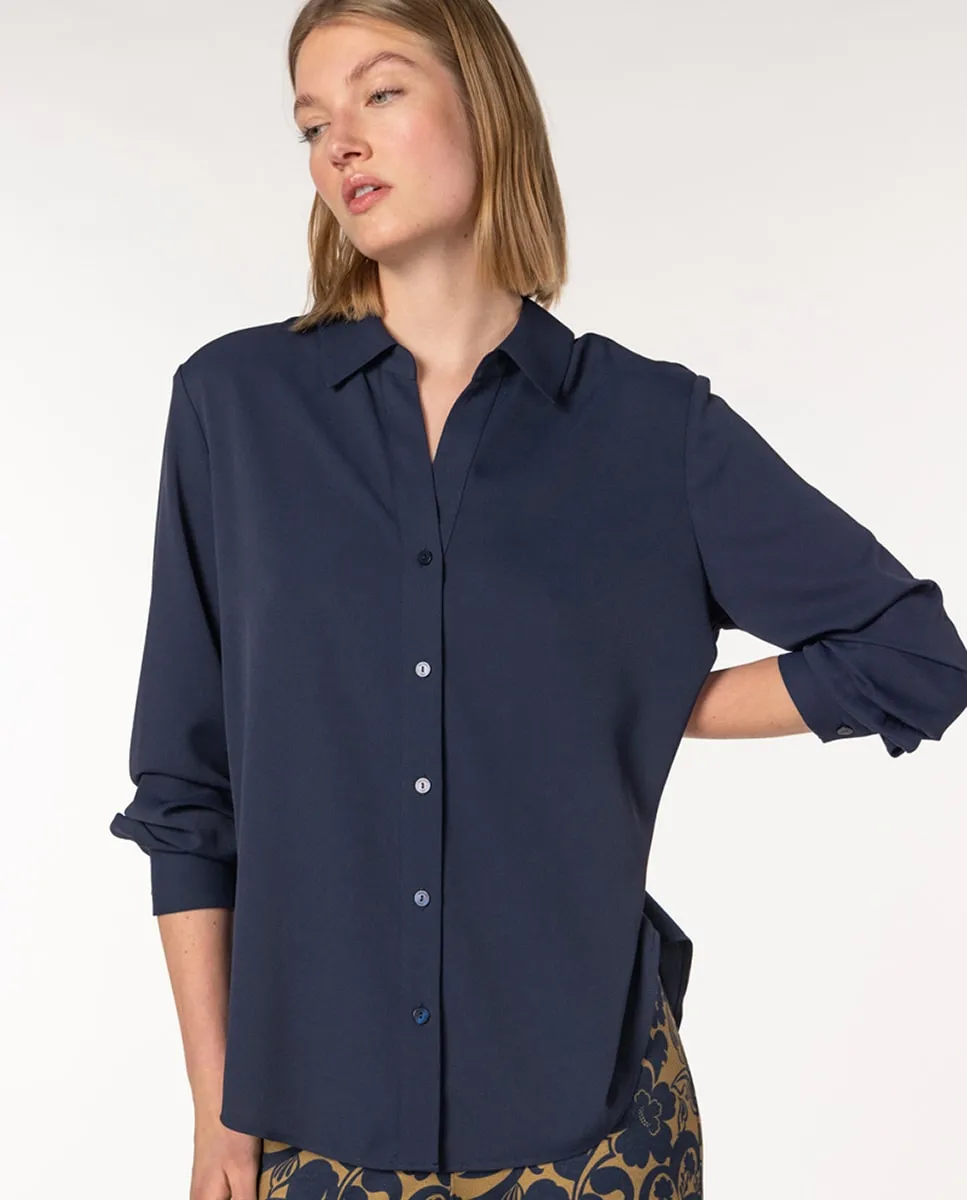 

Женская классическая блузка из креп-марокэн Naulover, темно-синий