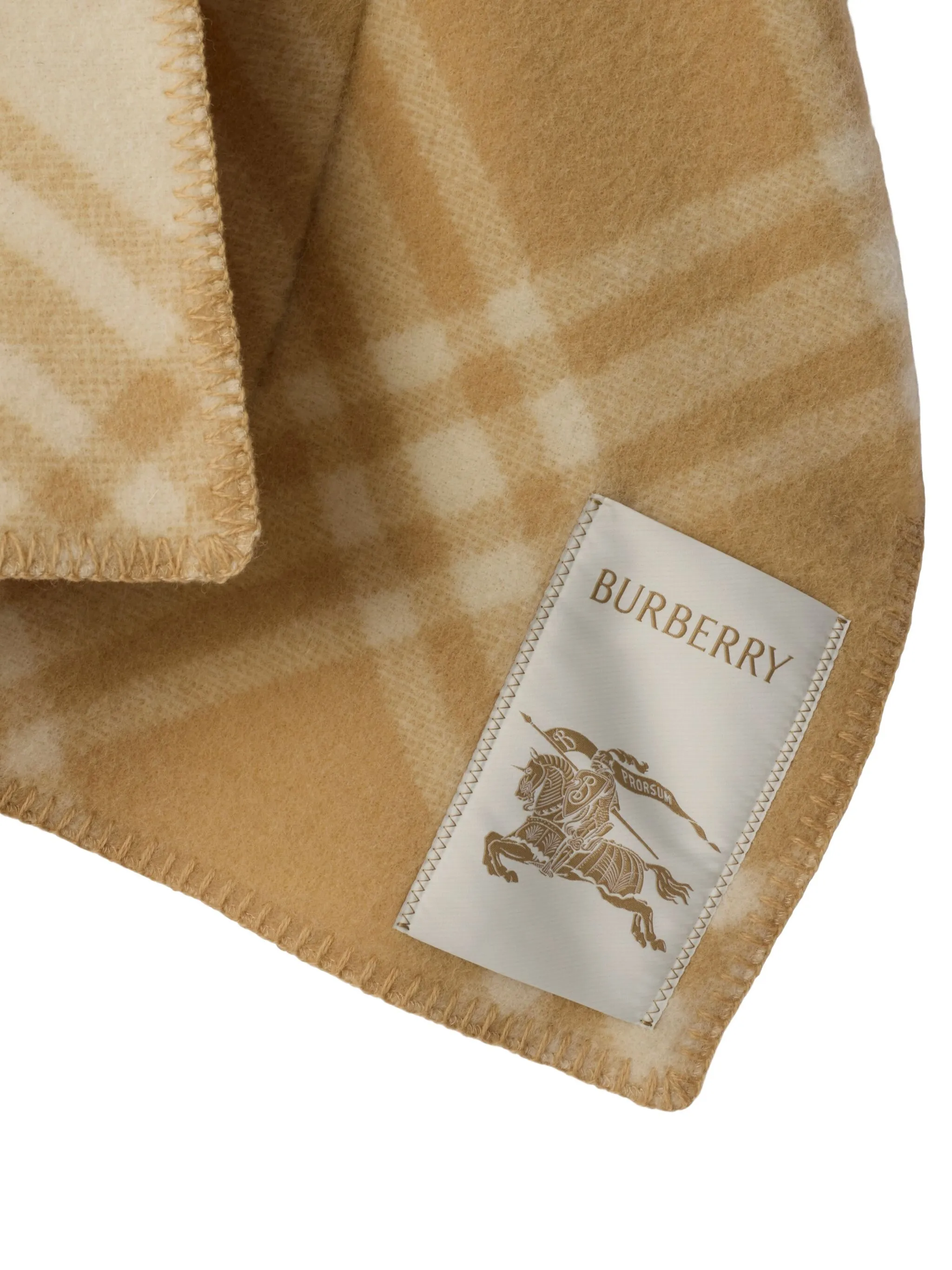 Кейп Burberry шерстяной в клетку с капюшоном, бежевый — фото 2