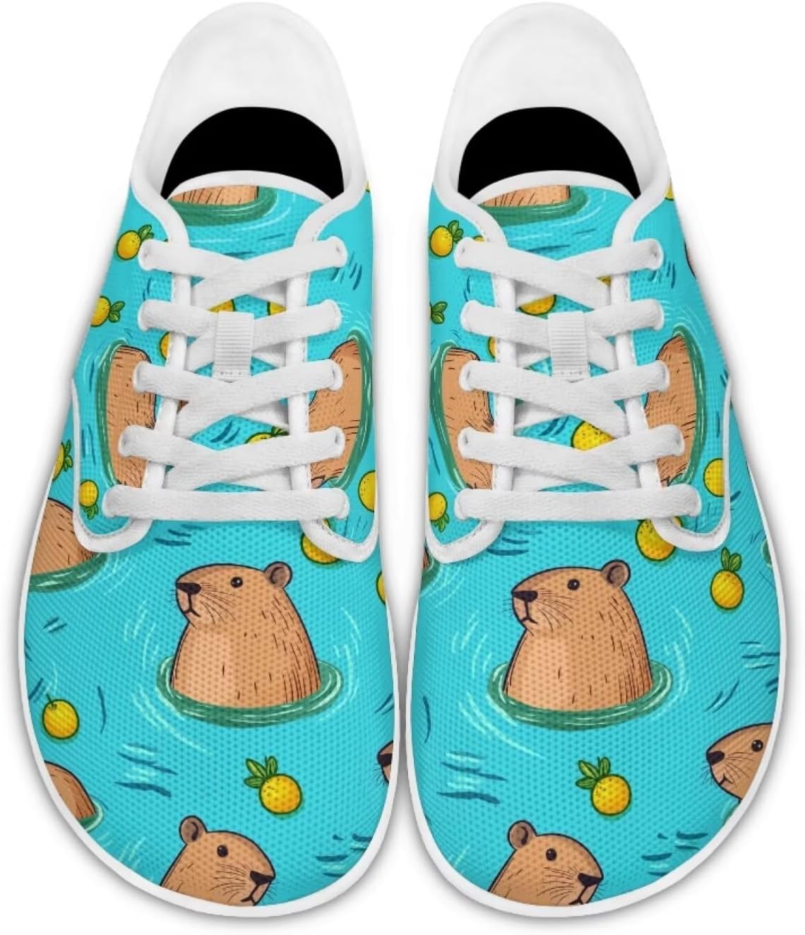 

Кроссовки для ходьбы Forchrinse Capybara and Flower для женщин и подростков, минималистичные повседневные прогулочные туфли на шнуровке из сетчатого материала