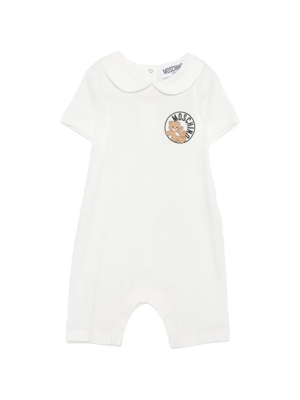 Комбинезон с воротником, украшенным изображением медведя Moschino Kids, белый