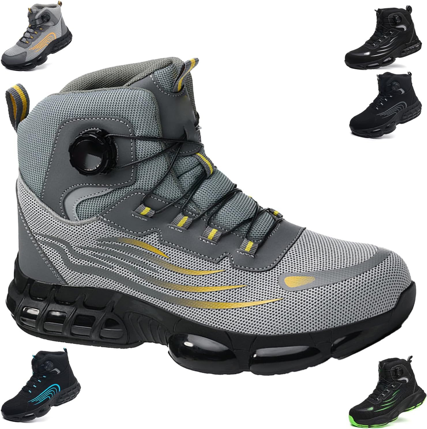 

Рабочие ботинки Nibconce 2025 для мужчин с защитным стальным и композитным носком, легкие, с широкой посадкой, противоскользящие, A