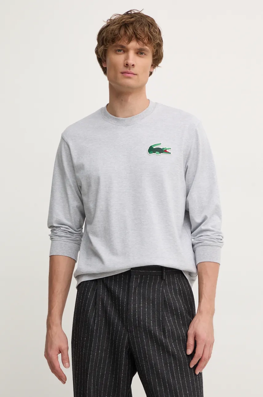 

Хлопковый топ с длинными рукавами Lacoste, серый