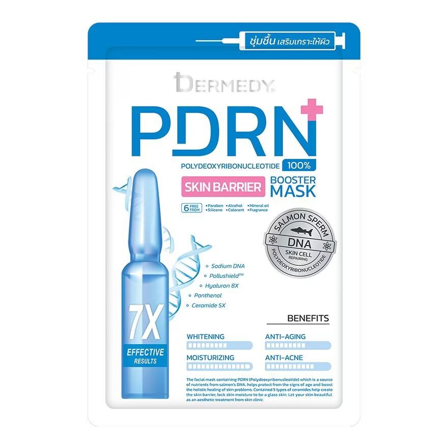 

Dermedy PDRN Booster Skin Barrier Mask 1’S แผ่นมาสก์ ผิวชุ่มชื่น, Blue