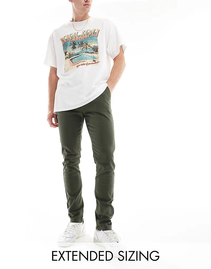 

Узкие брюки чинос цвета хаки ASOS DESIGN