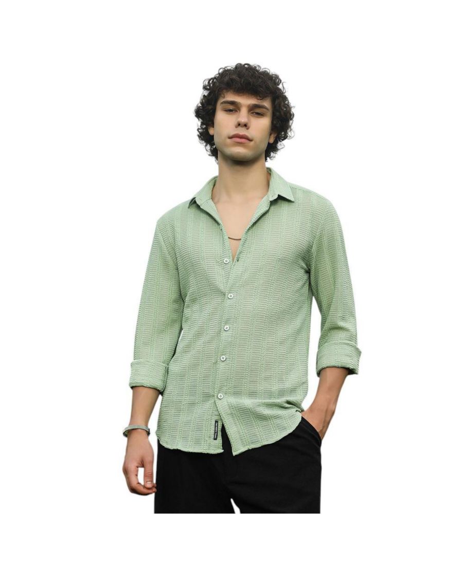 

Мужская рубашка из плетеного материала с тактильными свойствами Campus Sutra, Green