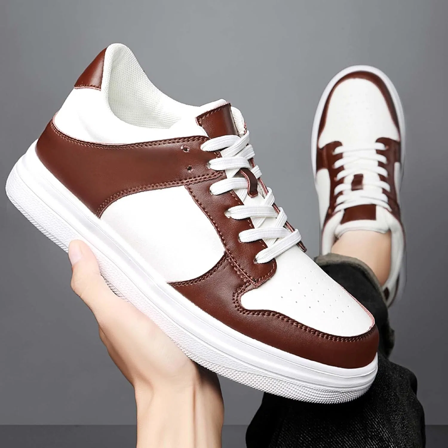 Кроссовки Generisch Lässige weiße Sneaker mit Dicker Innensohle für Komfort und Stil - perfekt für jeden Tag, Braun — фото 4
