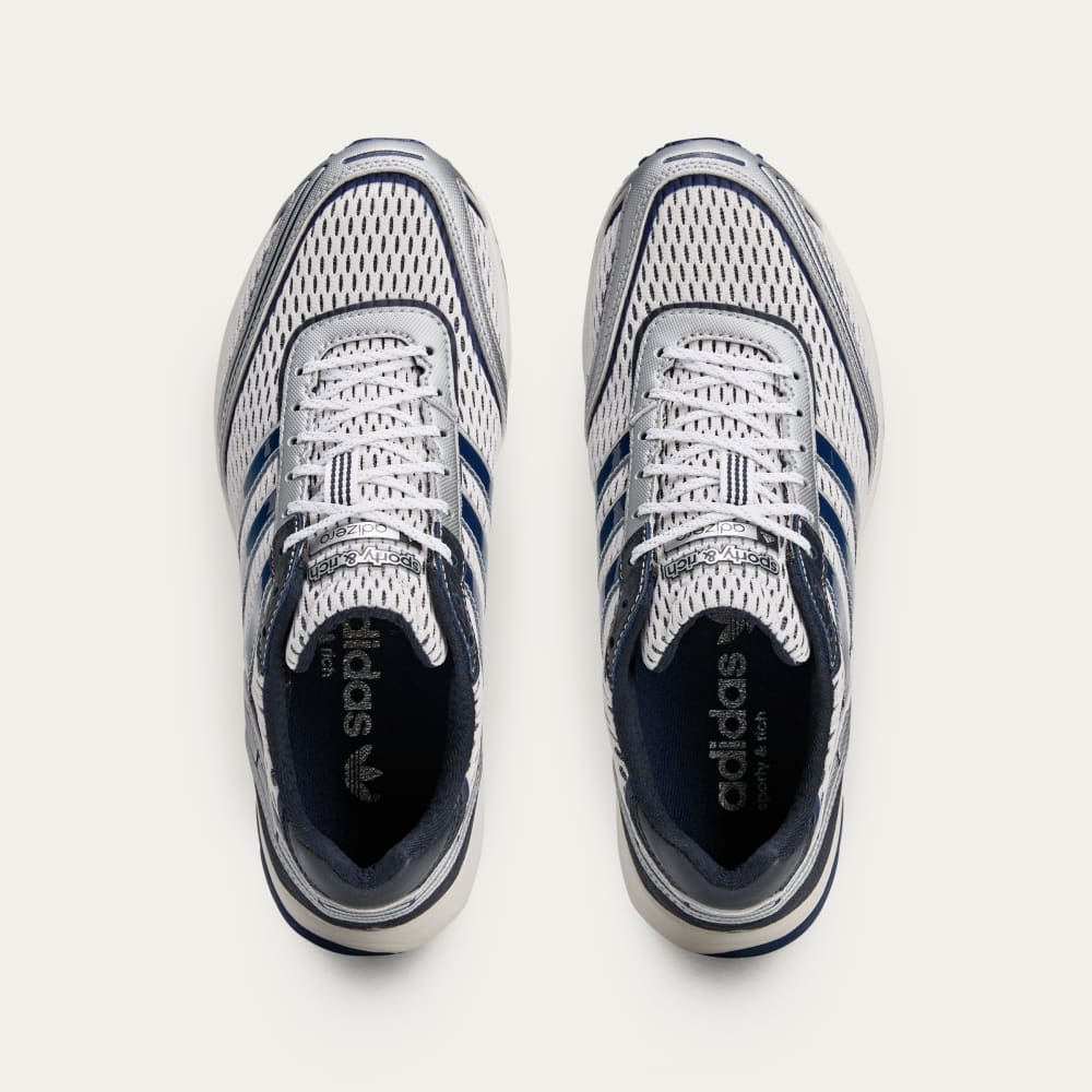 Кроссовки Adidas Sporty & Rich Adizero Adios shoes, цвет Cloud White/Collegiate Navy/Cloud White — фото 2