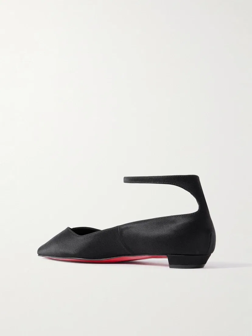 Атласные балетки Erozeena с острым носком Christian Louboutin, черный — фото 3