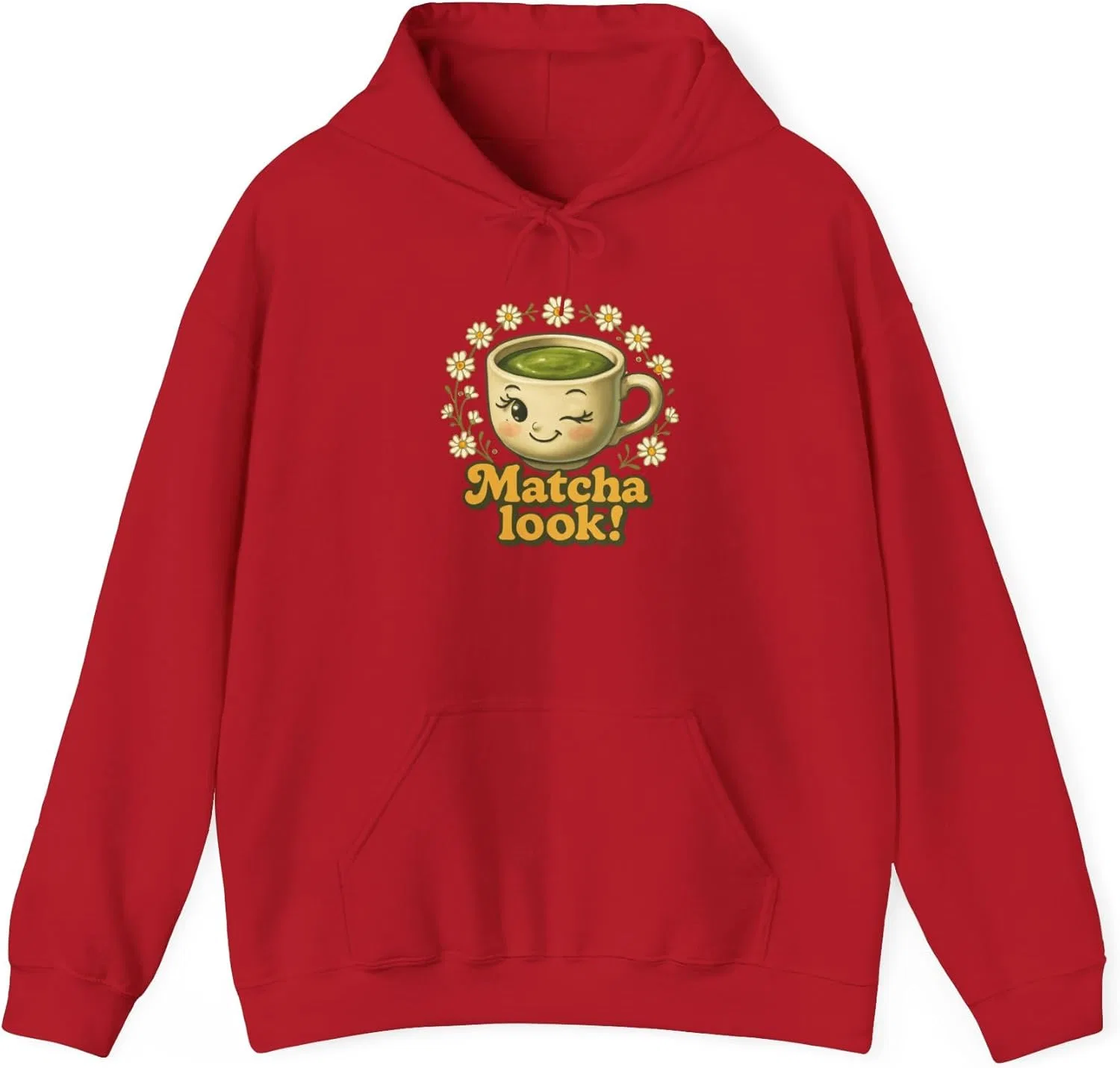 Худи женское с принтом Matcha Look, Cherry Red
