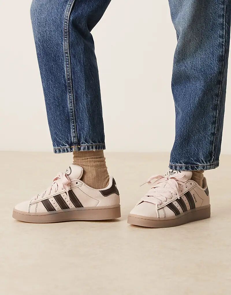 Кроссовки Adidas Originals Campus 00-х в светло-розовом и коричневом цветах