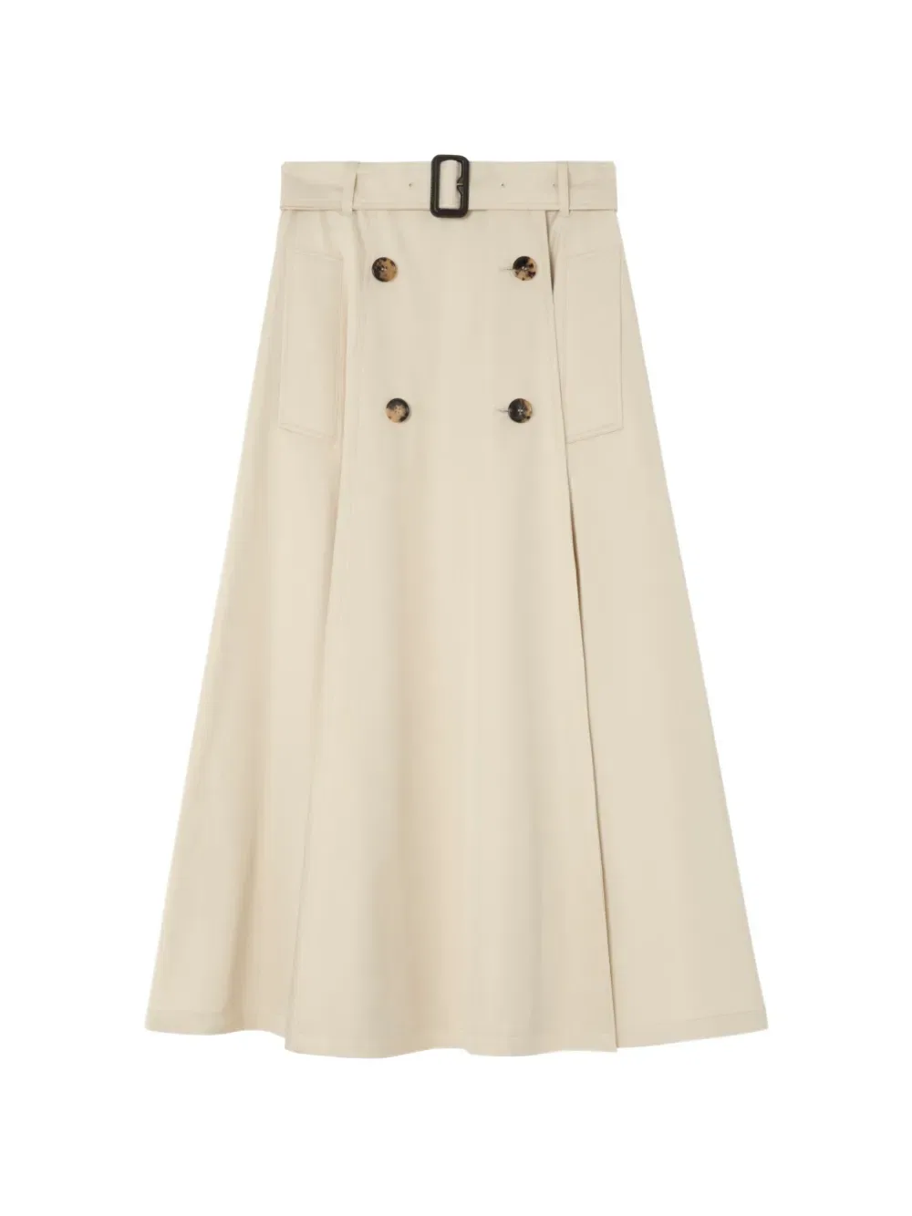 Юбка миди Burberry из габардина, расклешенная, бежевый
