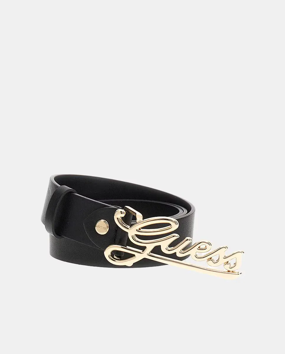 

Женский гладкий ремень с металлической пряжкой Guess, черный