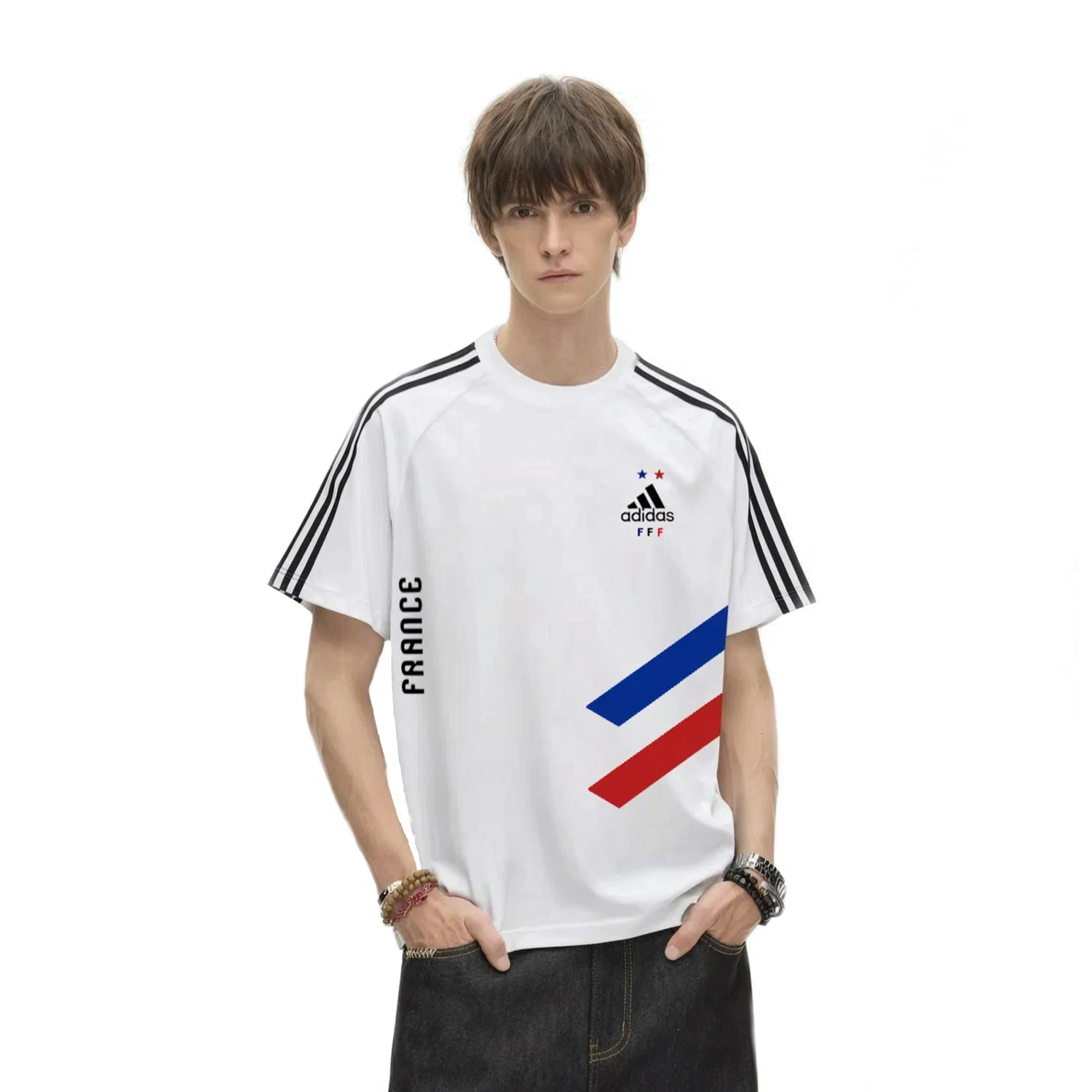 Футболка Adidas с принтом Франция белая — фото 4