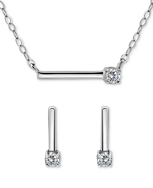 

Эффектное колье и серьги-подвески с кубическим цирконием, выполненные из 18-каратного золота на основе стерлингового серебра (также из стерлингового серебра), эксклюзивно в Macy's Giani Bernini, silver