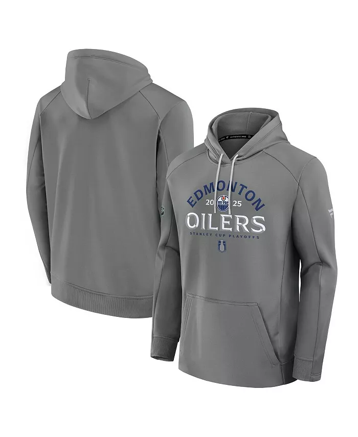 

Мужская серая толстовка с капюшоном Edmonton Oilers 2025 Stanley Cup Playoffs Authentic Pro Rink Fly Fleece Pullover Hoodie Fanatics