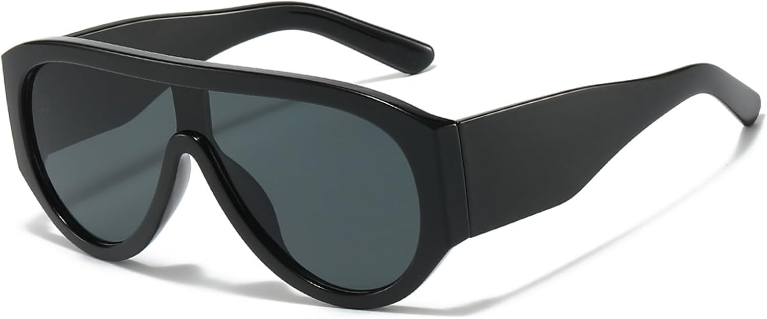 

Солнцезащитные очки Mirkcittle в стиле ретро «Авиатор» для женщин и мужчин, винтажные, в стиле 70-х, с толстой оправой, большие, классические, стильные, Black/Grey Lens