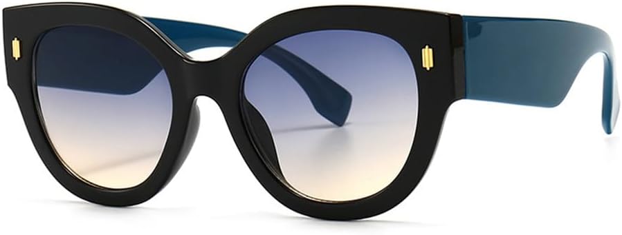 

Ретро-солнцезащитные очки с широкими дужками и градиентным переходом цвета, модные мужские и женские очки с защитой от УФ-излучения UV400, винтажные очки KTUCN, C4black-blue