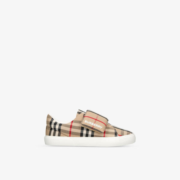 

Кроссовки с низкими кедами из парусины в клетку с логотипом James, 5–9 лет Burberry, бежевый