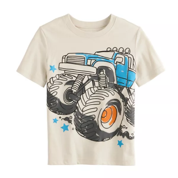 

Футболка с коротким рукавом и принтом для мальчиков 4-12 лет Jumping Beans, цвет beige monster truck