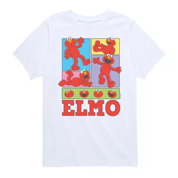 

Футболка для мальчиков 8-20 лет с принтом Elmo из "Улицы Сезам" в клетку Licensed Character, белый